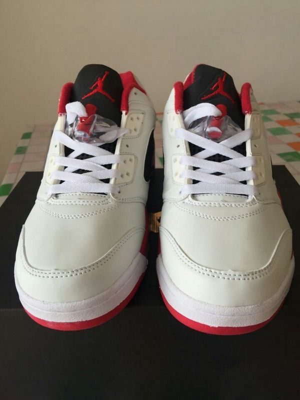 New Jordan 5 Low White Red Black Shoes - Click Image to Close